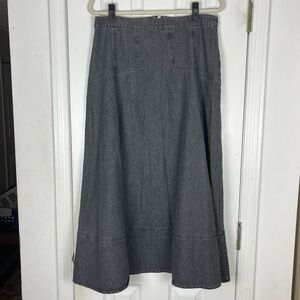 Charcoal Denim Maxi A-Line Flare Skirt by Shift XL Minimalist Bohemian Grunge